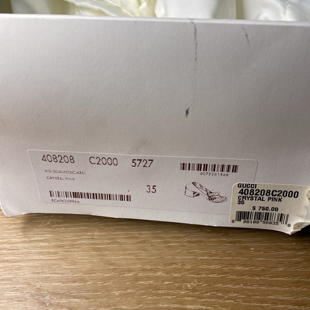 Gucci Suede Kid Scamosciato shoes 35 (5) GG logo crystal pink with box - Picture 7 of 8